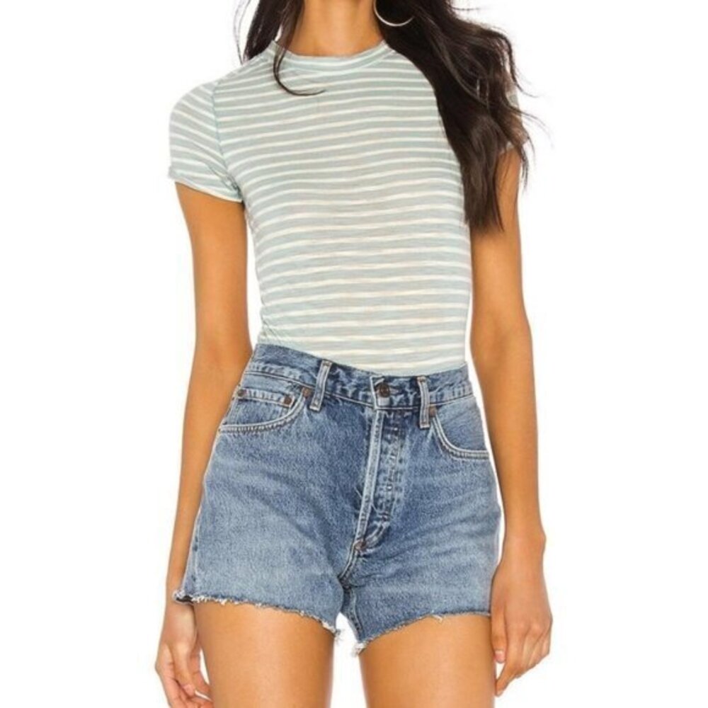 Free People Night Sky Sage Combo Stripe Top. XS